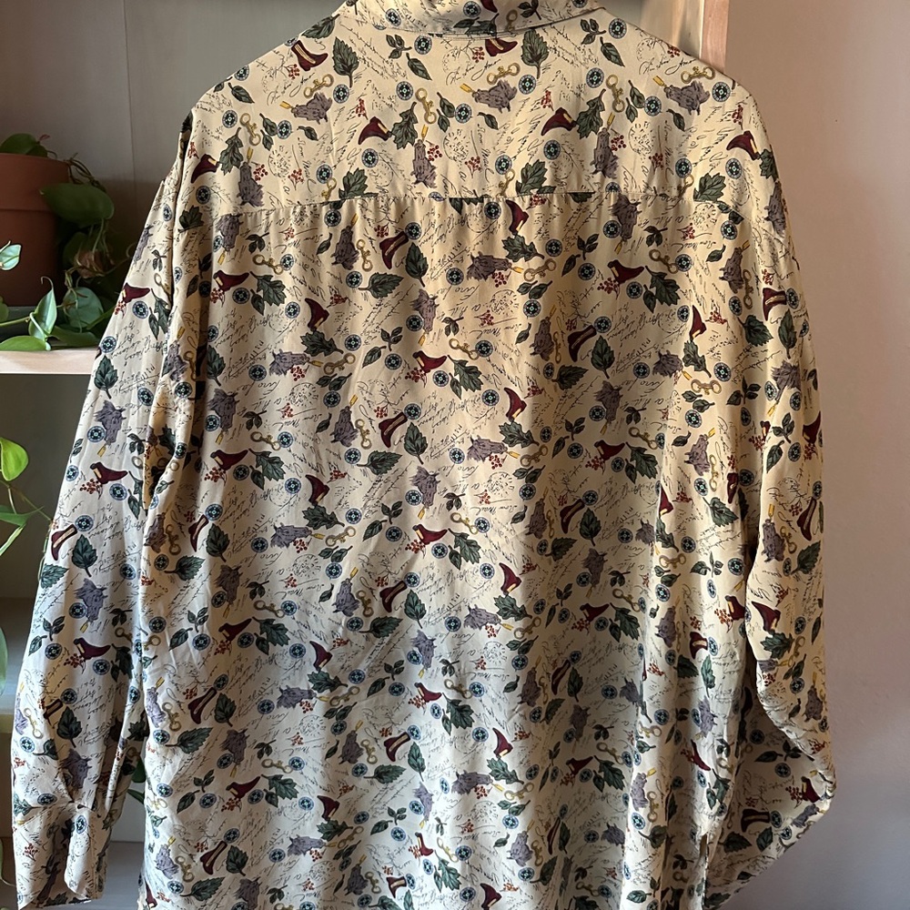 Vintage Silk Equestrian Button-Up Shirt - Picture 4 of 4